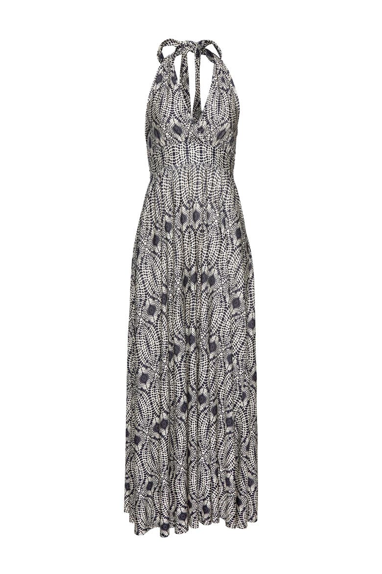 Printed Halter Maxi Dress, Alternate, color, Navy Sand