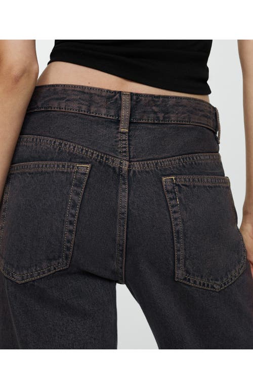 Mango Mid Rise Relaxed Straight Leg Jeans In Black