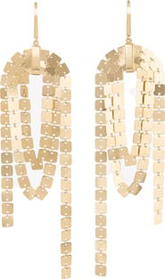 LANA 14K Gold Laser Square Link Cascade Drop Earring