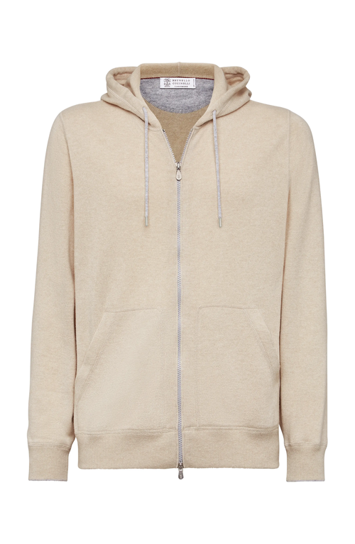 Brunello Cucinelli Sweatshirt-style Cardigan In Sand