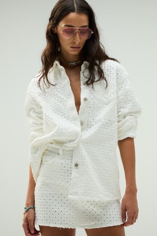 Hudson Jeans Tattered Shacket In Tattered White