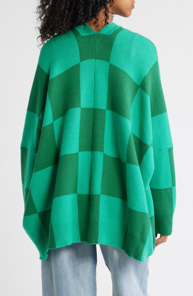 Dressed in Lala Love You Checkerboard Oversize Cardigan, Alternate, color, Green