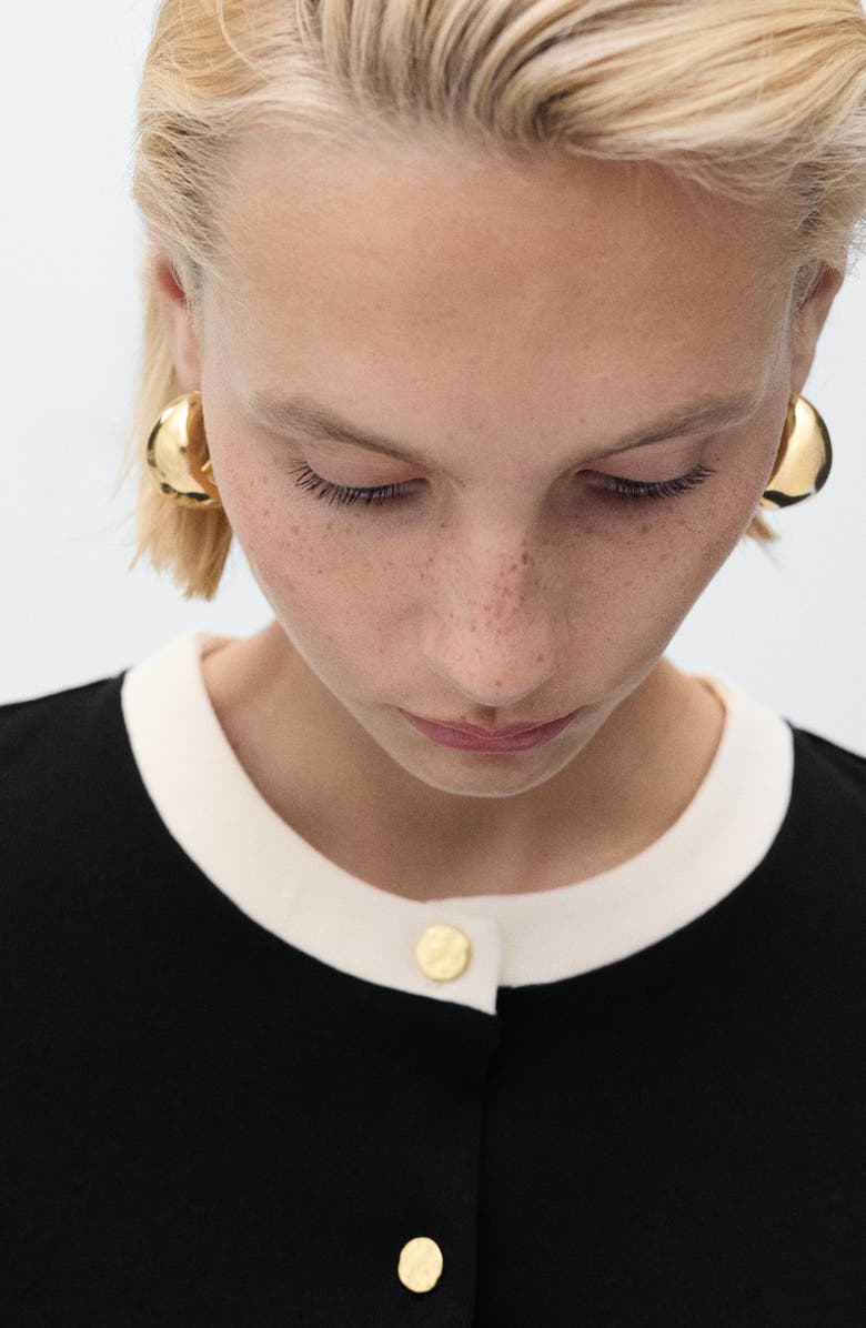 MANGO Contrast Cotton Cardigan, Alternate, color, Black