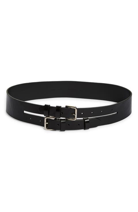 Penelope II Double Buckle Leather Belt