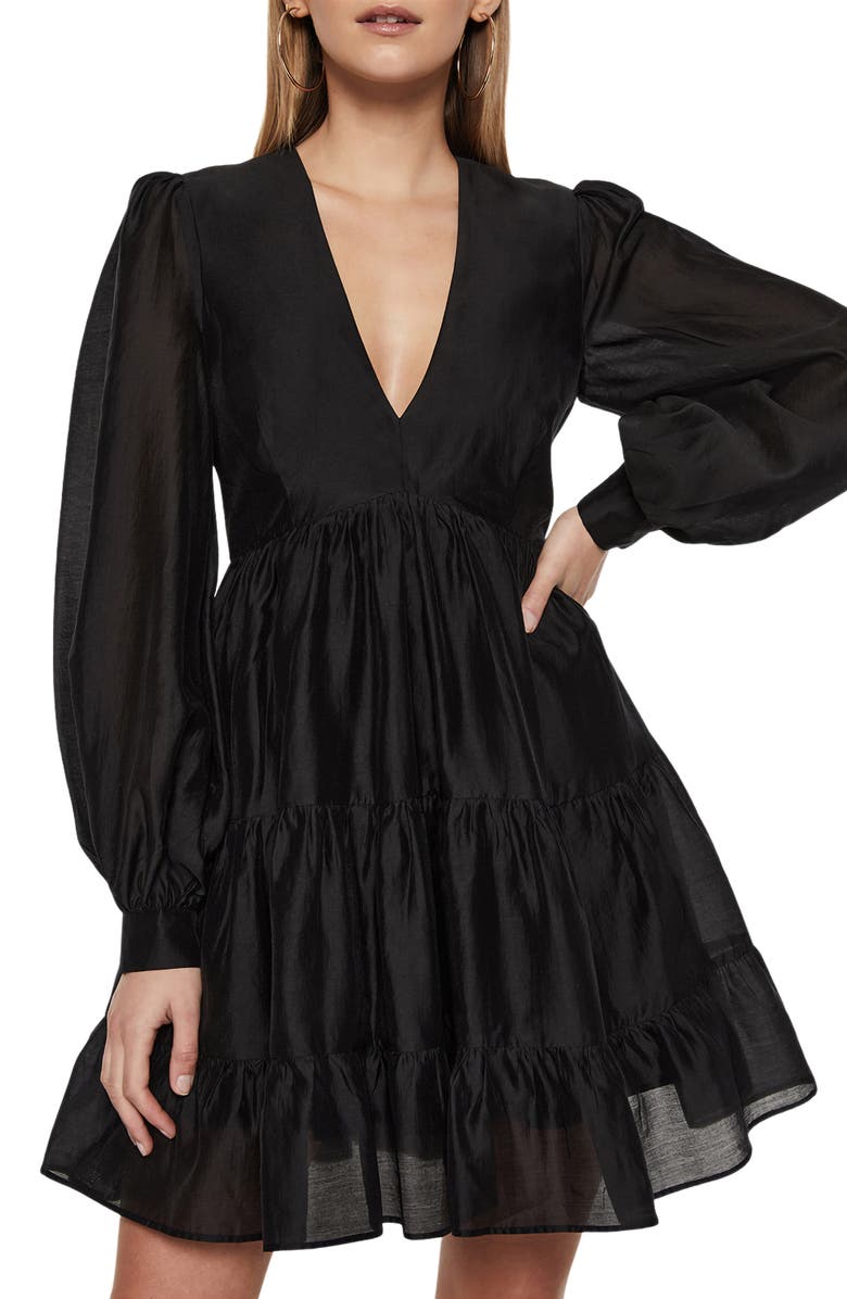 Bardot Harlow Long Sleeve Babydoll Minidress, Alternate, color,