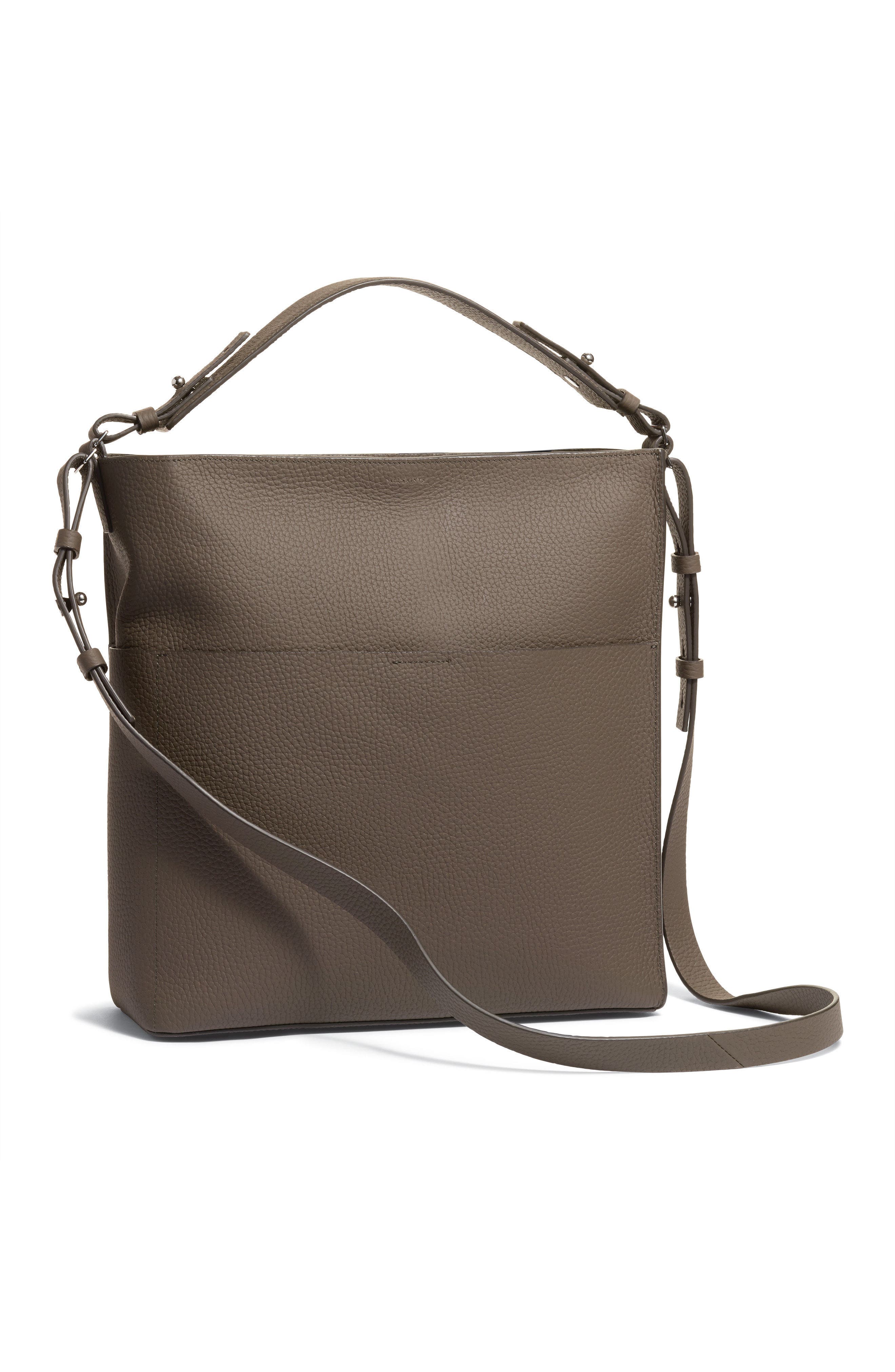 AllSaints Mast Leather Shoulder Tote, Main, color, 
