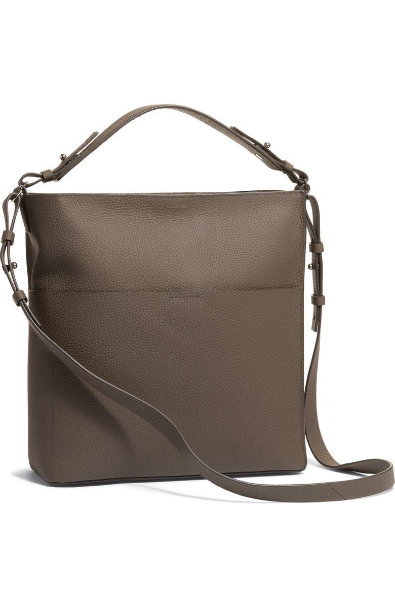 AllSaints Mast Leather Shoulder Tote, Main, color,