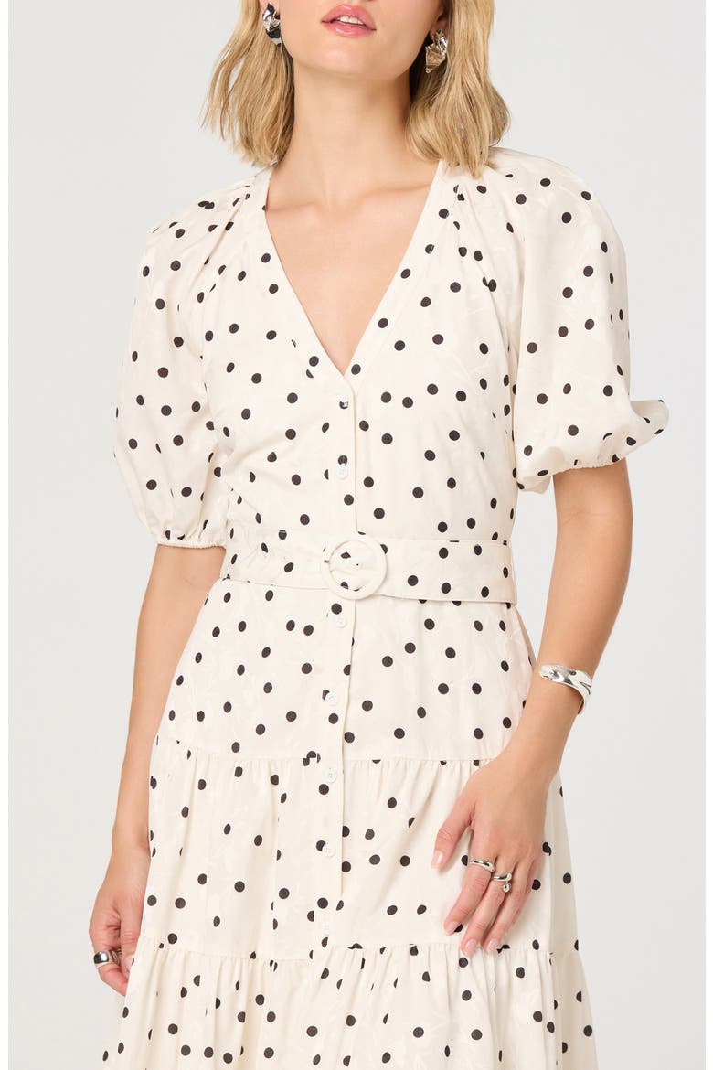 Minnie Belted Puff Sleeve Dress, Alternate, color, POLKA DOT PRINT