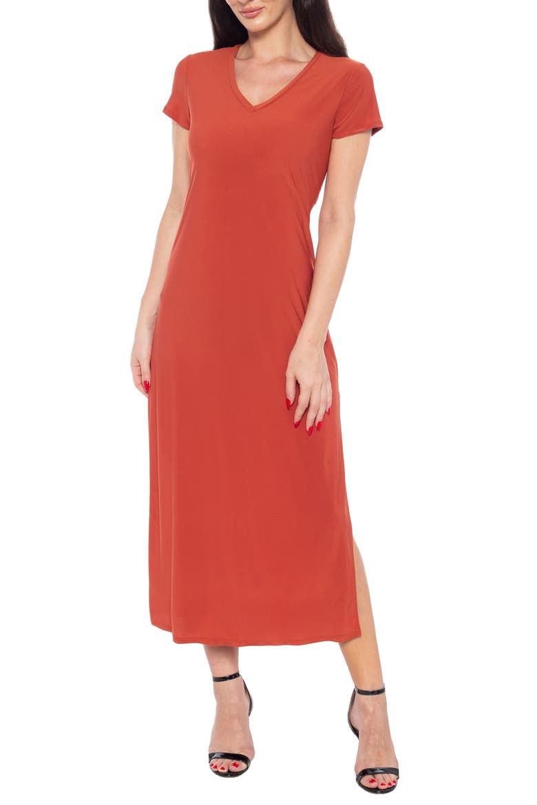 Ity V-Neck Midi Dress, Main, color, RUST