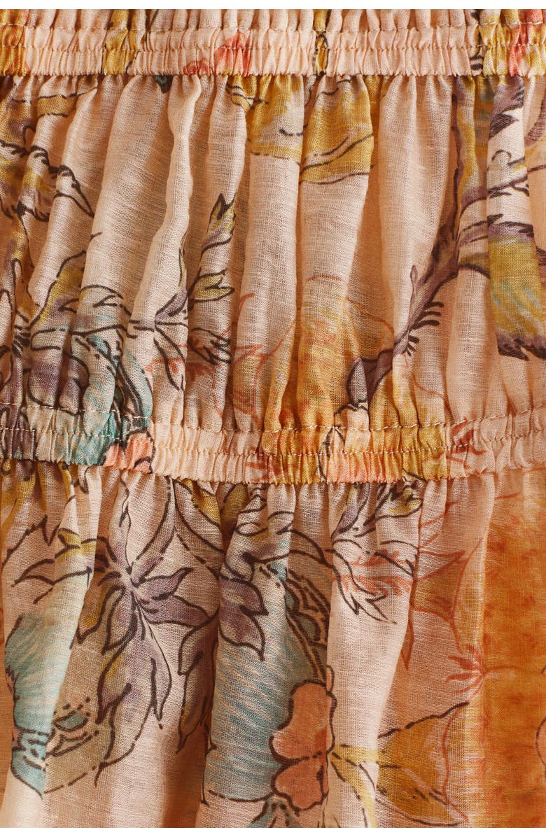 H&M Flared Smock-detail Skirt, Alternate, color, Beige/Floral