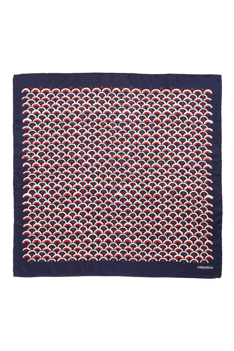 Scale Silk Scarf, Alternate, color, PURE BLUE/ MATTONE-AVORIO