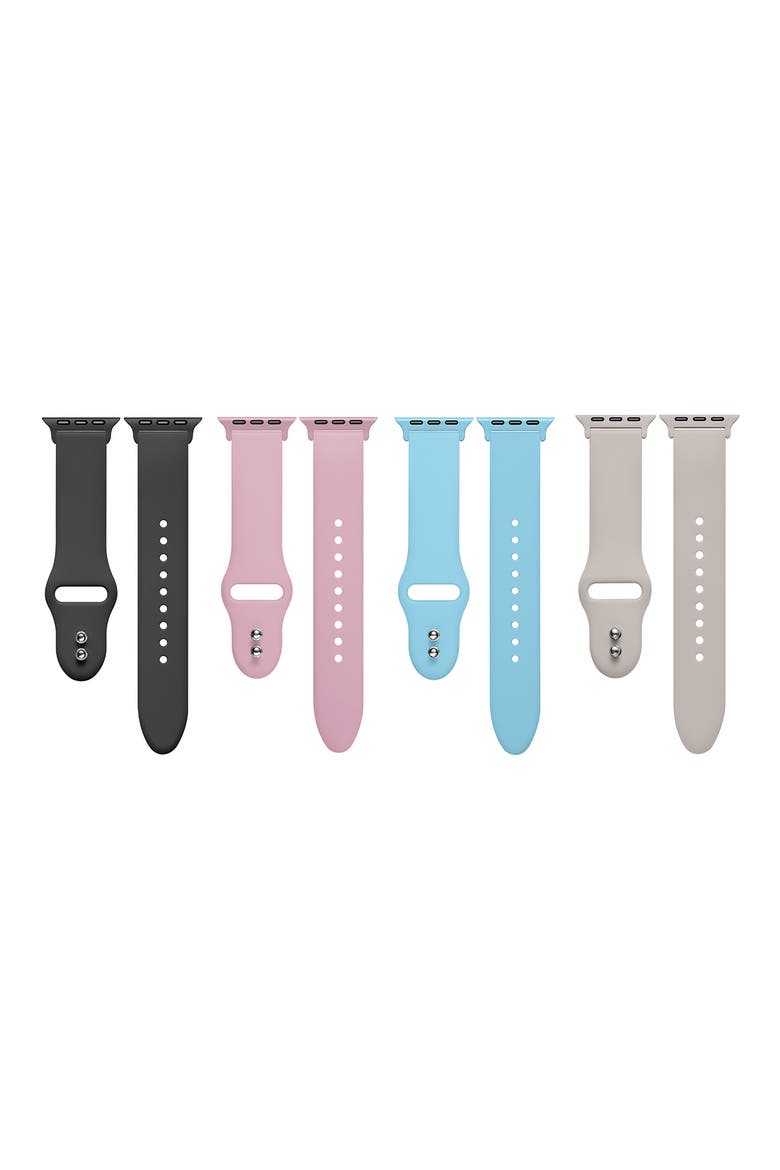 4-Pack Silicone Watchbands, Alternate, color, BLUE MULTI