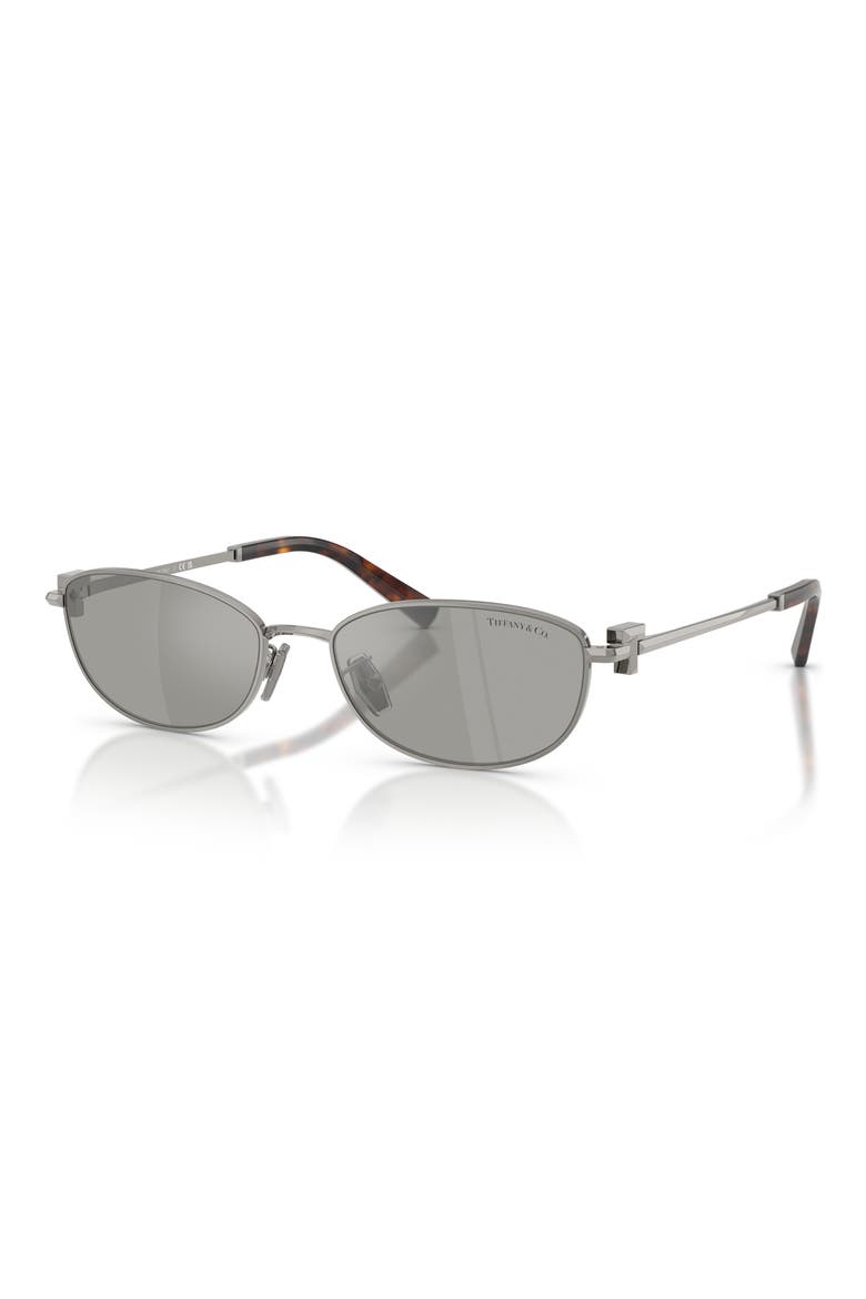 56mm Oval Sunglasses, Alternate, color, GUNMETAL / GREY MIRROR SILVER