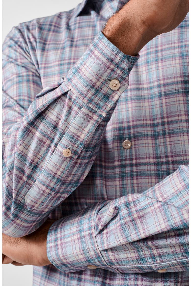 Plaid Knit Sport Shirt, Alternate, color, MERLOT/ BLUE