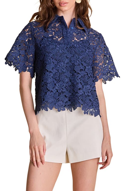 Endless Rose Lace Collar Shirt In Blue