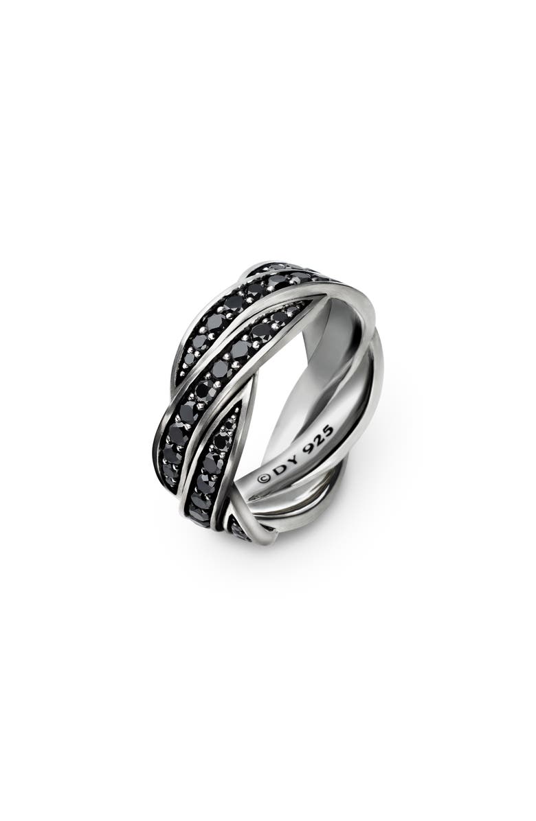 David Yurman Helios<sup>™</sup> Band Ring in Sterling Silver with Pavé Black Diamonds, Alternate, color, Sterling Silver/ Diamond