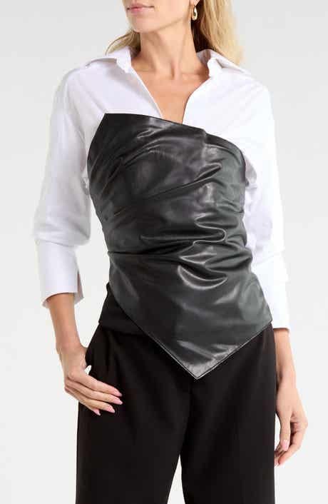 Millicent Faux Leather Layered Top