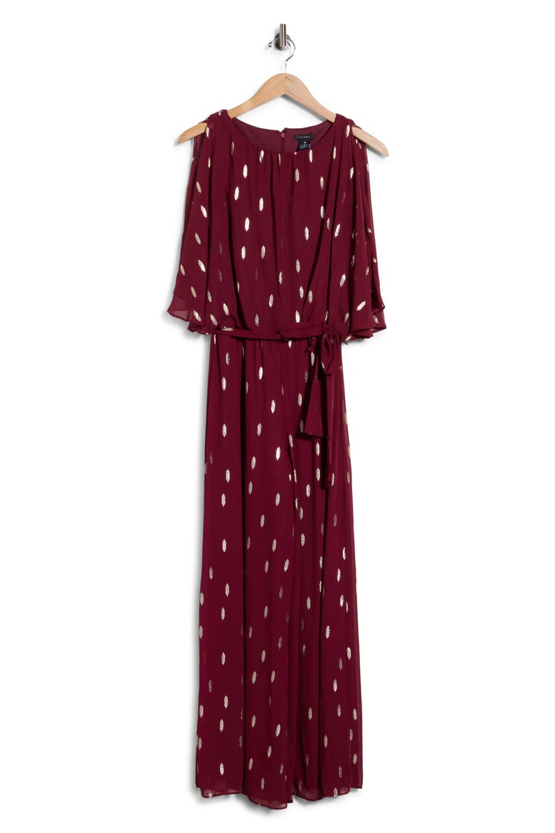 Blouson Foil Wide Leg Jumpsuit, Alternate, color, ZINFANDEL