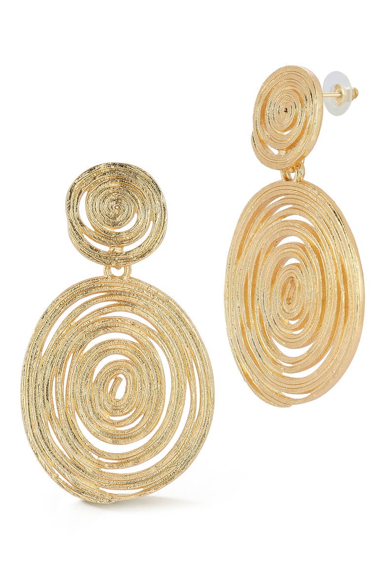 Swirl Drop Earrings, Main, color, GOLD