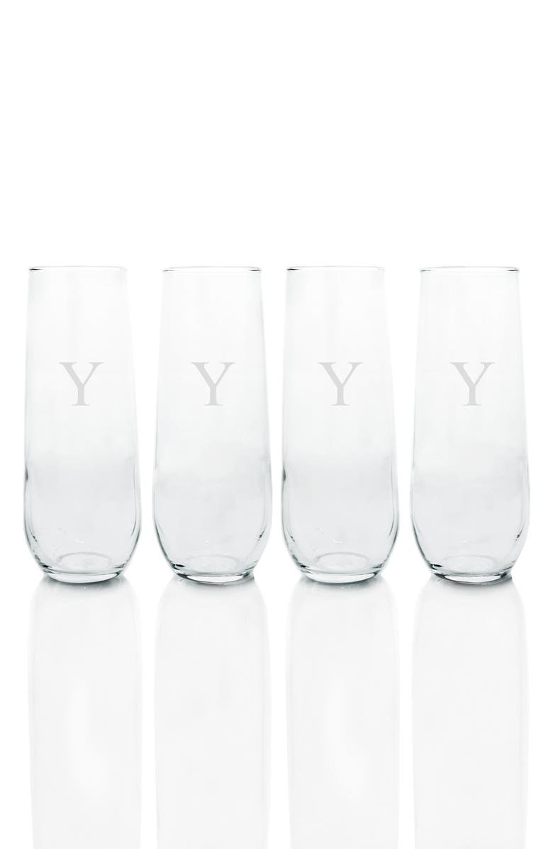 Cathy's Concepts Monogram Stemless Champagne Flutes, Main, color, 