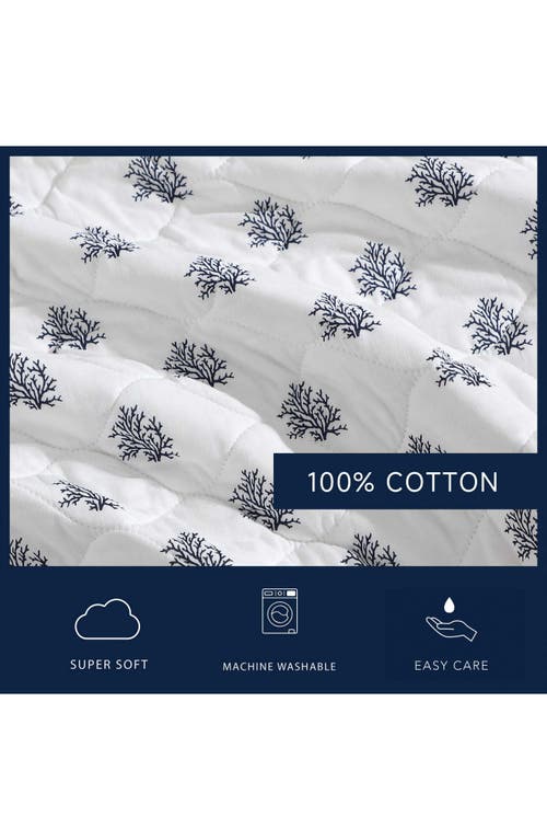 Nautica Coral Beach Cotton Quilt Set In White/blue