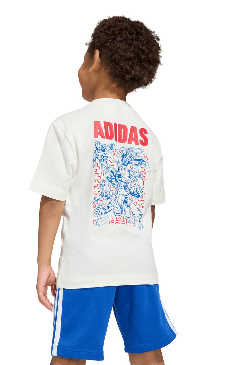 adidas Originals Kids' Avenger's Cotton Blend Graphic T-Shirt, Alternate, color, Off White/ Ray Blue