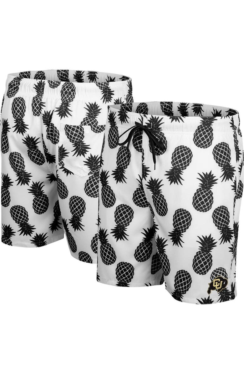 COLOSSEUM Men's Colosseum White Colorado Buffaloes Pineapples Swim Shorts, Main, color, White