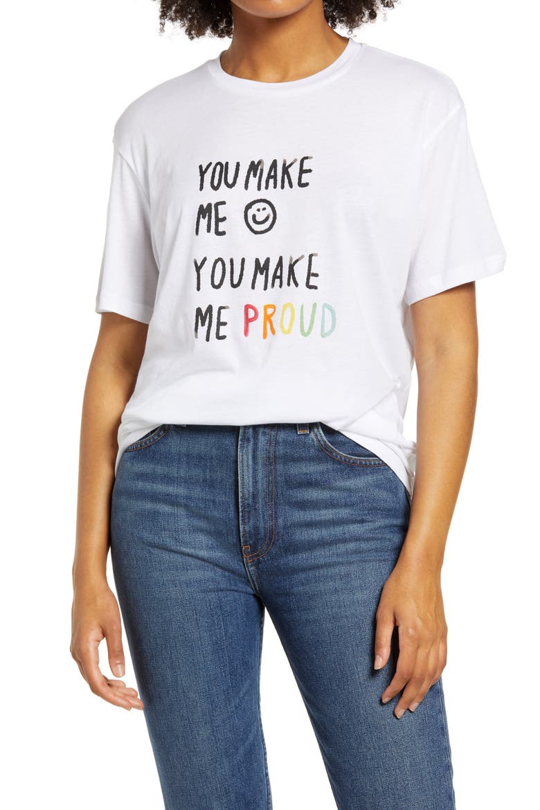 Be Proud by BP. Gender Inclusive Graphic Tee, Main, color, WHITE- BLACK MAKE ME PROUD