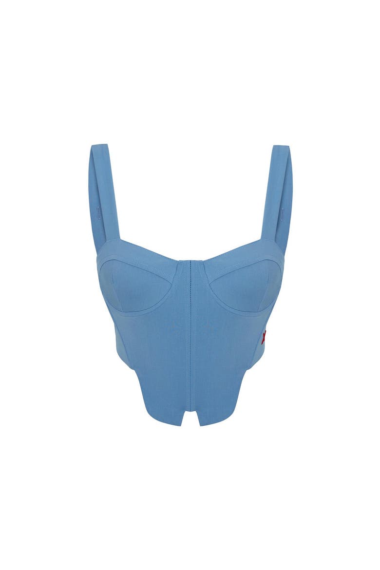Cotton Woven Corset Top, Alternate, color, BLUE