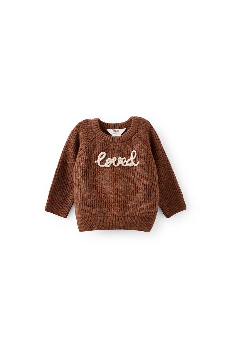Cotton On Kids Baby Organic Knit Sweater, Main, color, Sepia Brown Loved