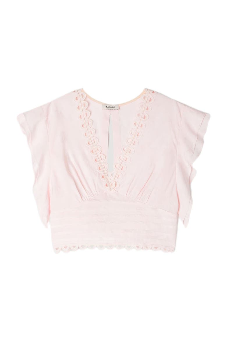 Floral jacquard crop top, Alternate, color, Pink