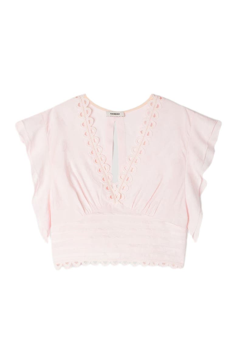 SANDRO Floral jacquard crop top, Alternate, color, Pink