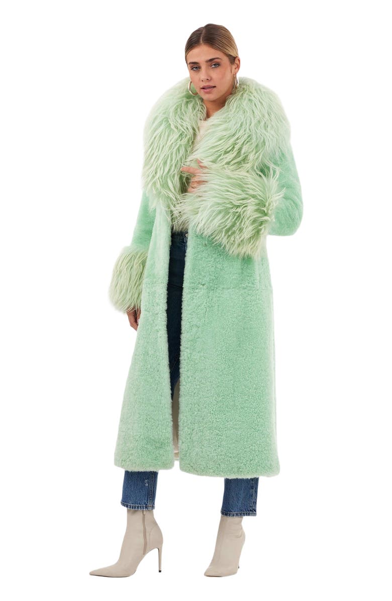 GORSKI Genuine Shearling Coat, Alternate, color, Pastel Green
