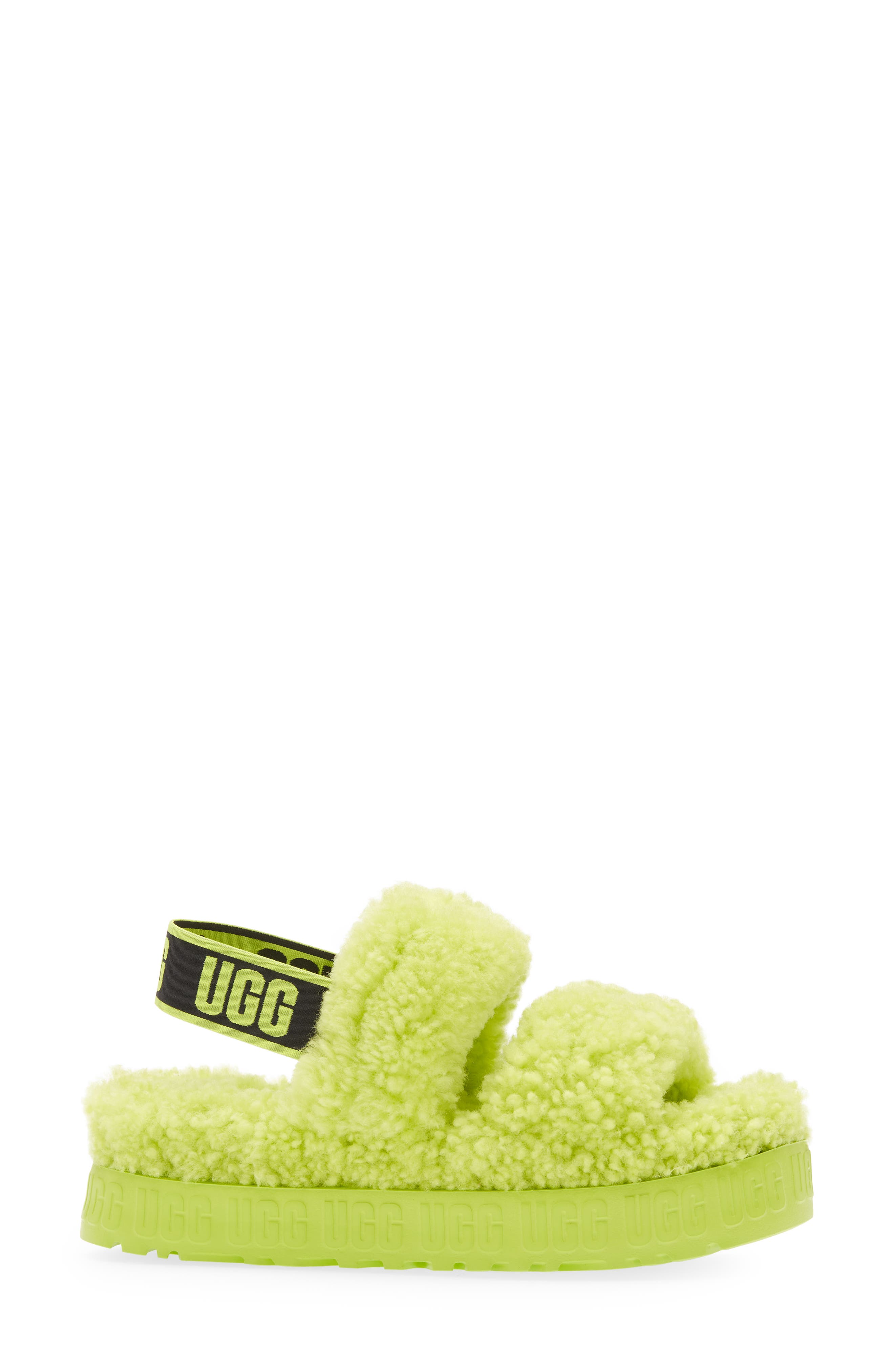 Oh Fluffita Genuine Shearling Slingback Sandal, Alternate, color, KEY LIME