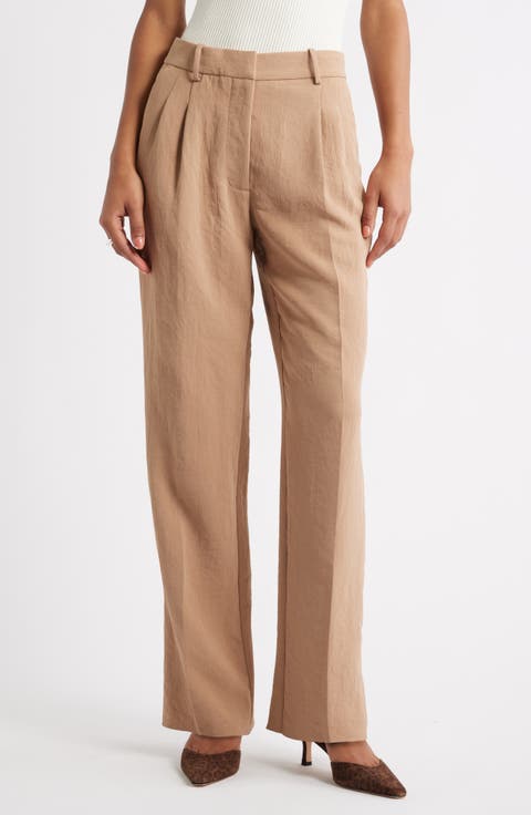 パンツ THOM BROWNE Women Straight Pants FTC501U04502 250 GREEN High Waisted Double Pleat Trouser In Typewriter Cloth | Thom