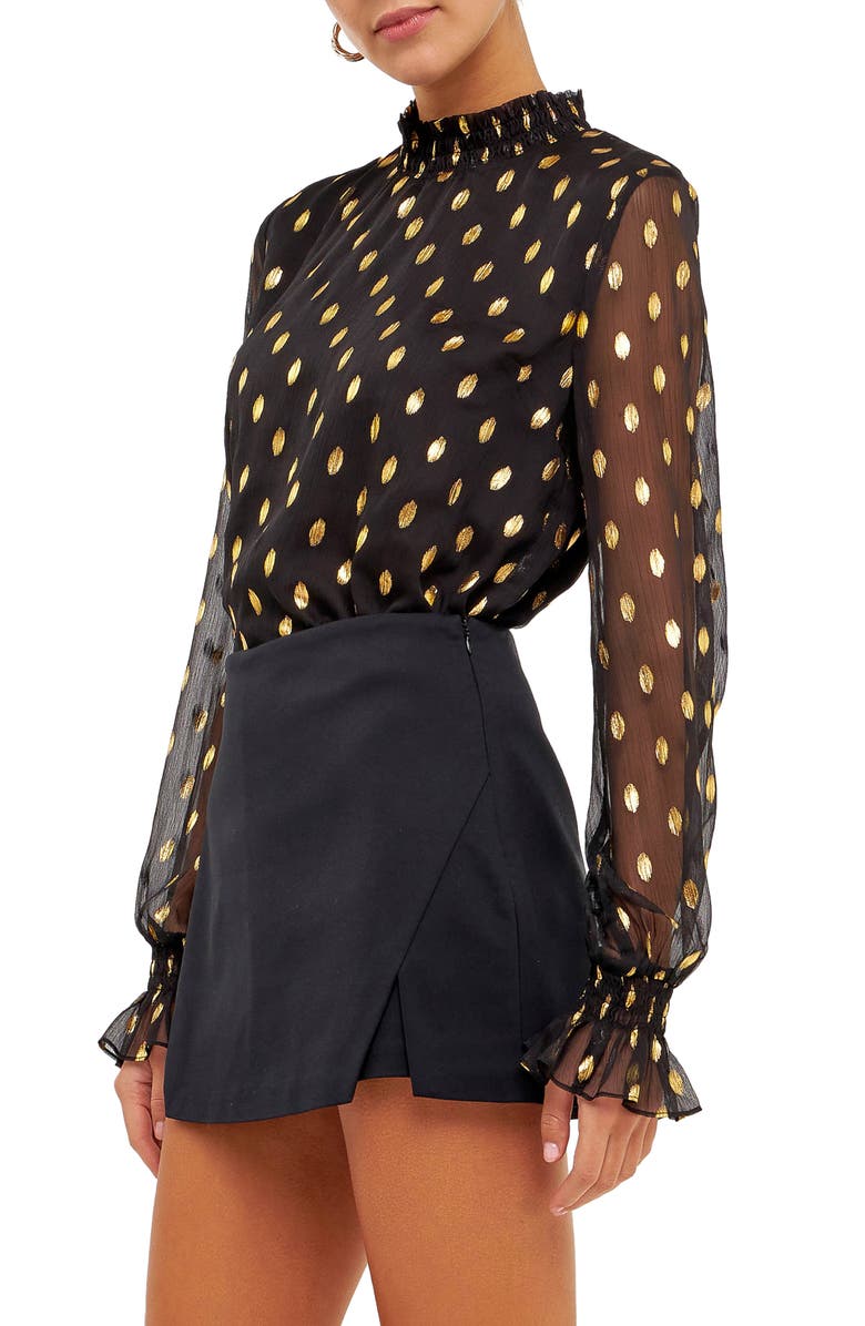 Endless Rose Metallic Polka Dot Chiffon Top, Alternate, color, 