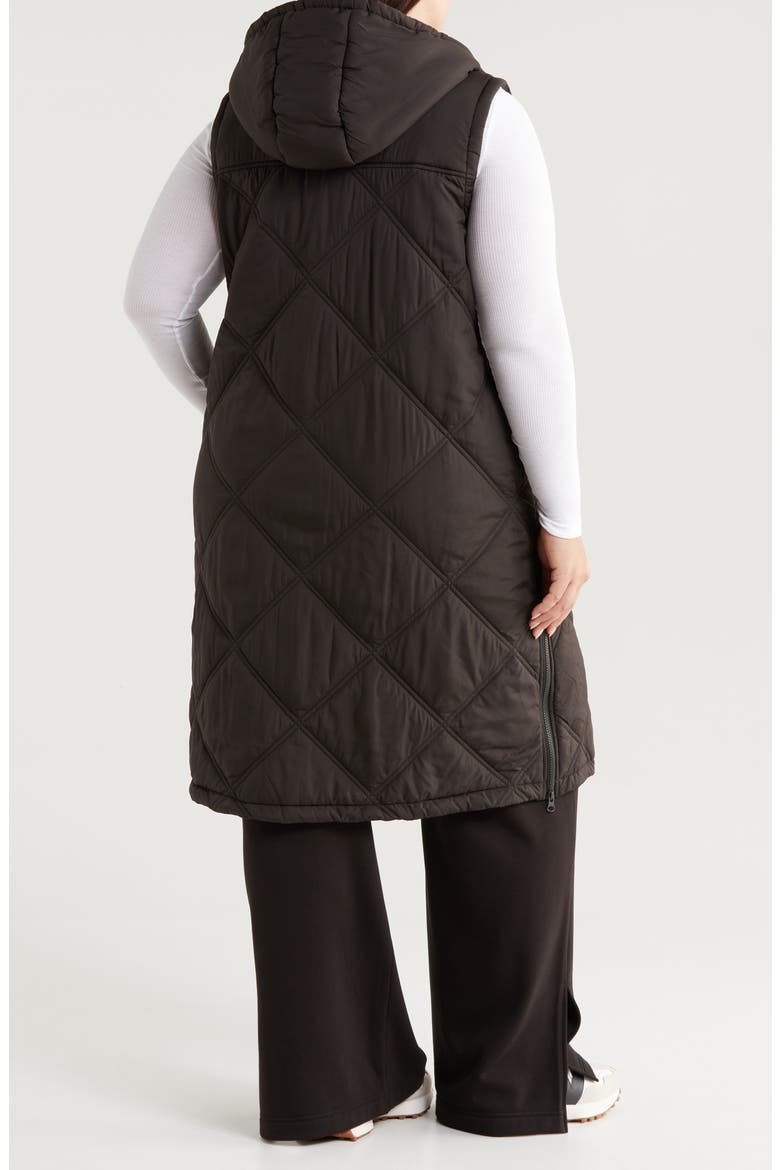 Long Hooded Puffer Vest, Alternate, color, BLACK