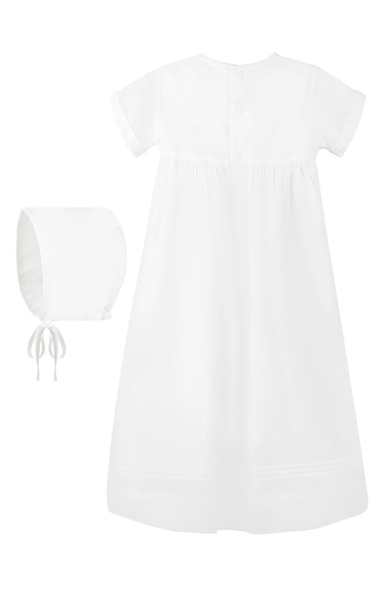 Carriage Boutique Smocked Christening Gown & Bonnet Set, Alternate, color, White