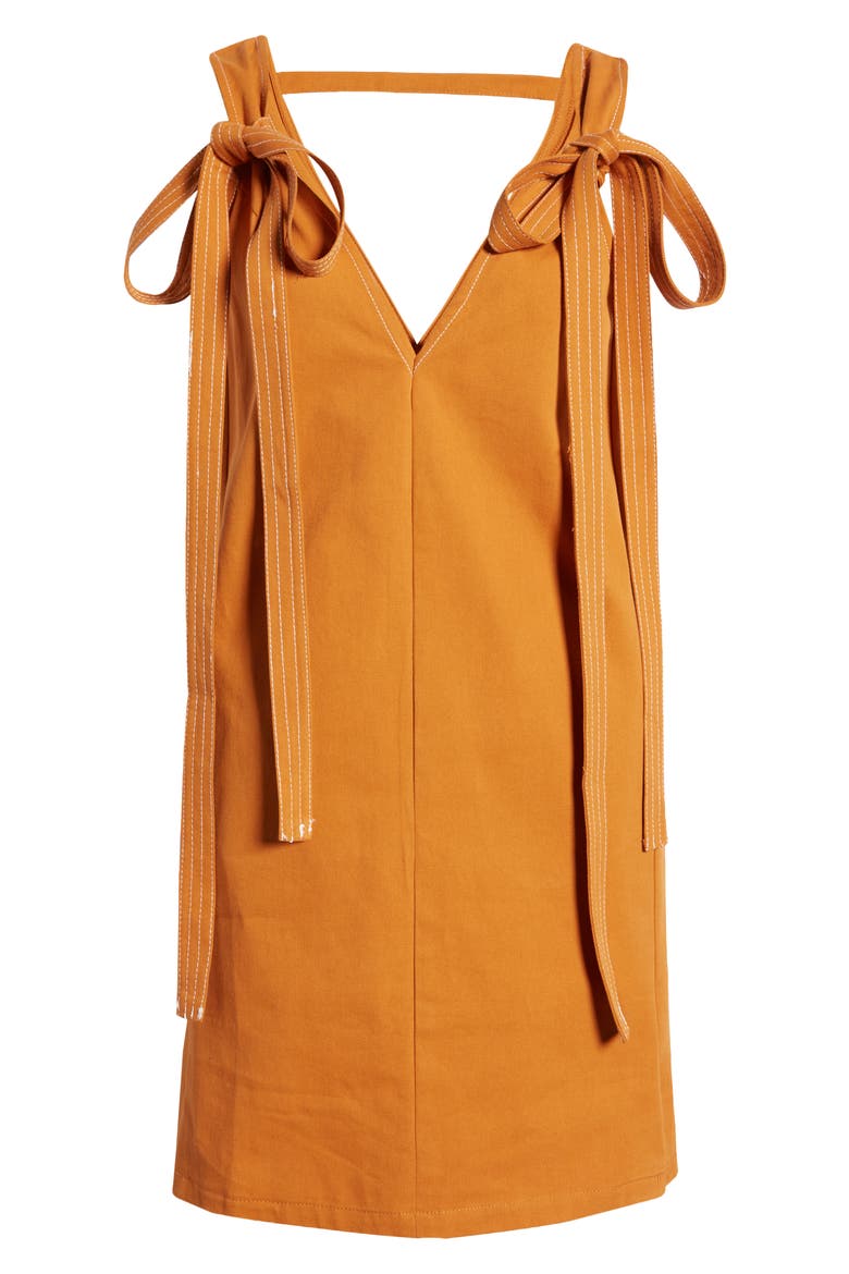 V-Neck Shift Minidress, Alternate, color, TAN