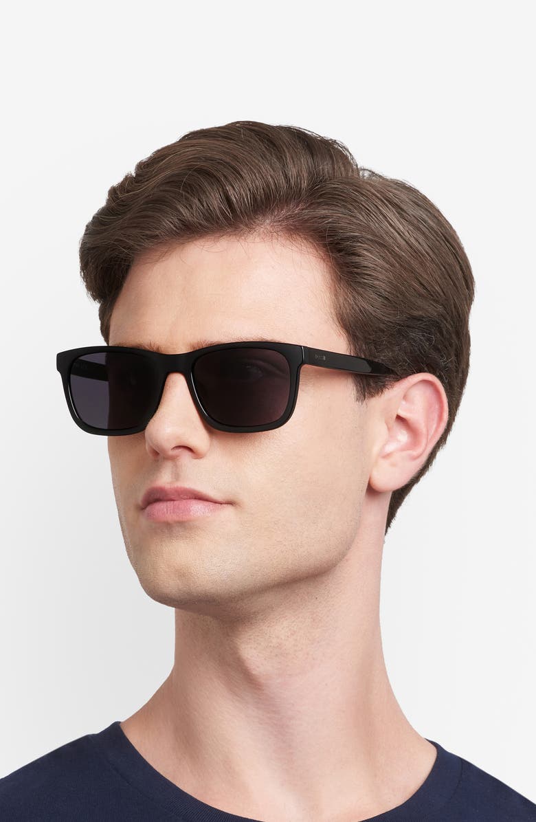 Fossil 56mm Rectangular Sunglasses, Alternate, color, Black/ Grey