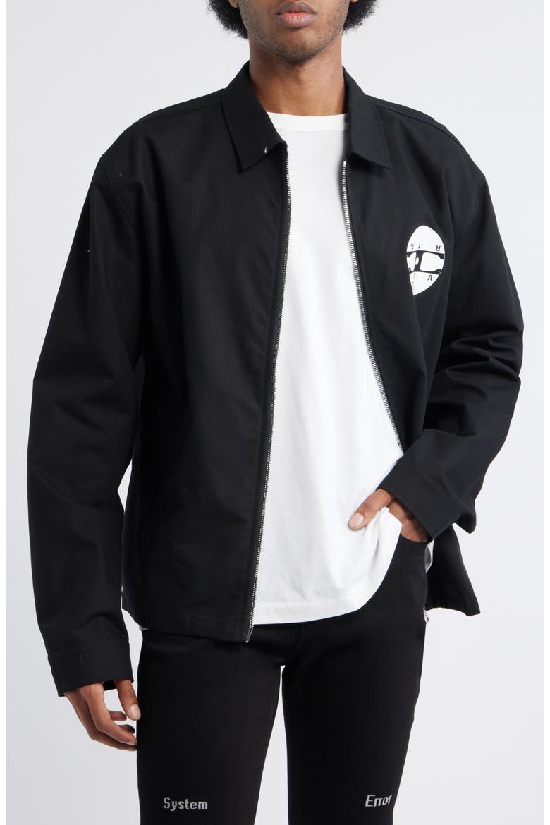 Van Record Graphic Ripstop Cotton Jacket, Main, color, BLACK VINTAGE RECORD