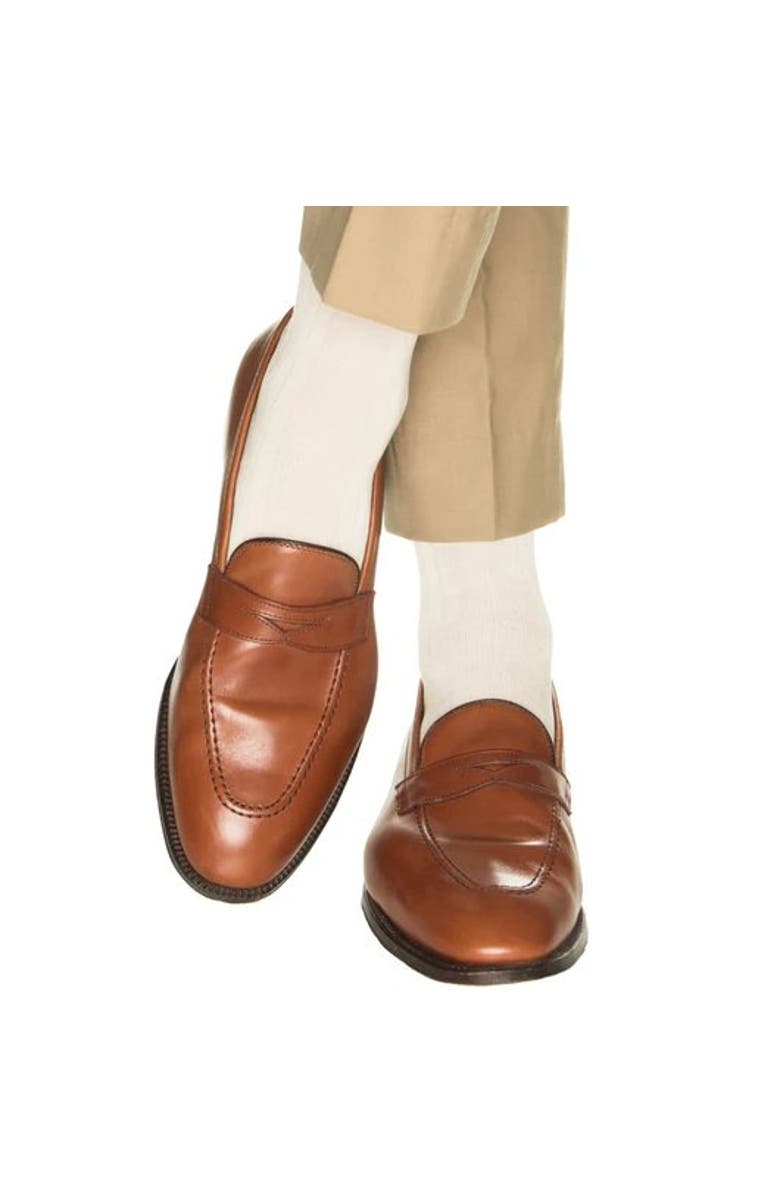 Trafalgar Sutton Over The Calf Fine Merino Wool Socks, Alternate, color, Cream