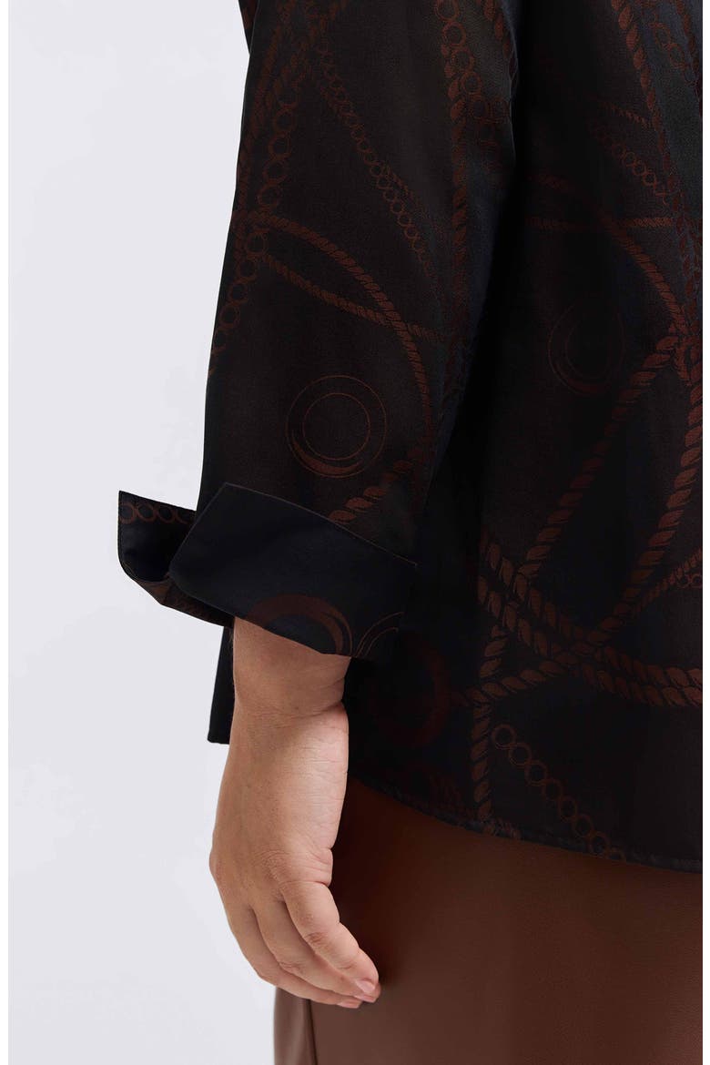 Agnes Print Popover Top, Alternate, color, COFFEE BROWN/ BLACK