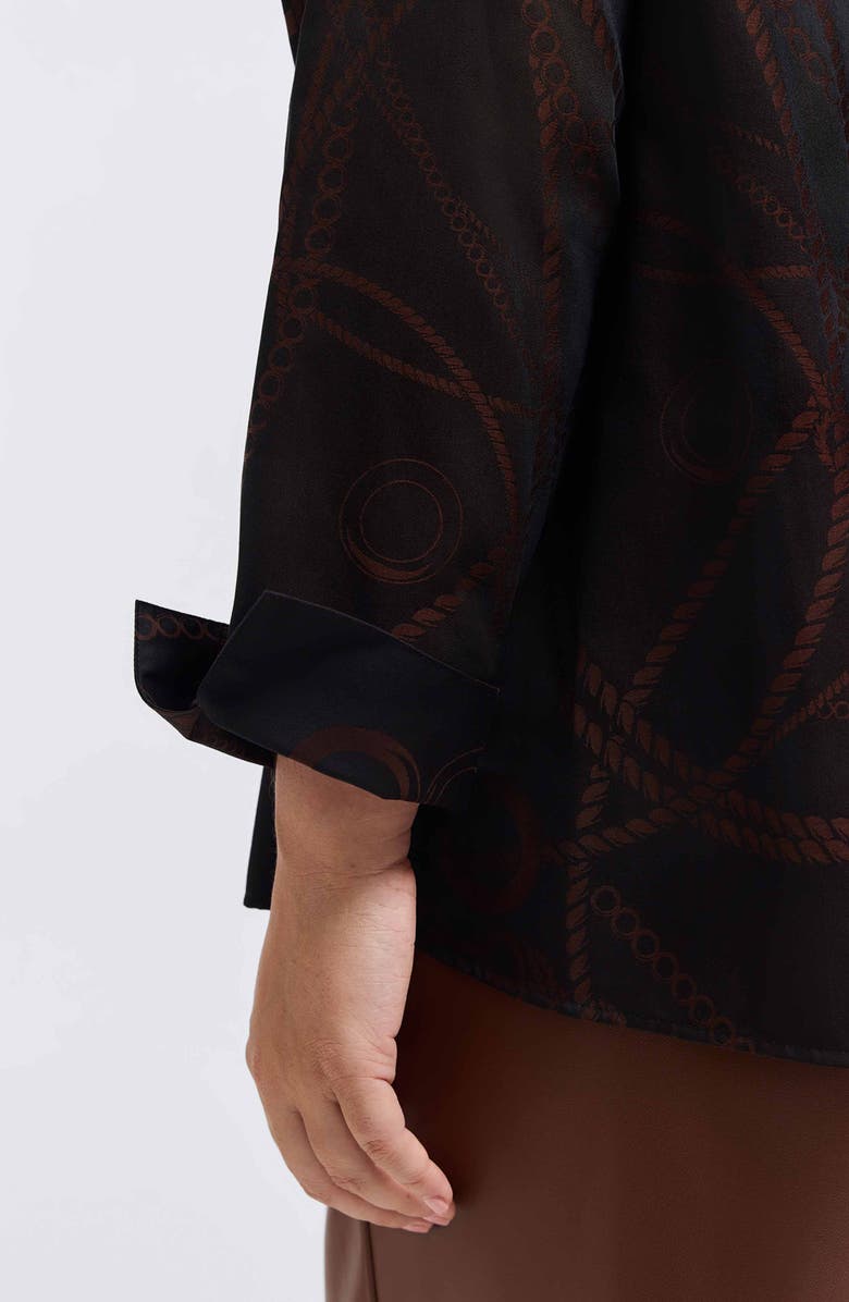 Foxcroft Agnes Print Popover Top, Alternate, color, Coffee Brown/ Black