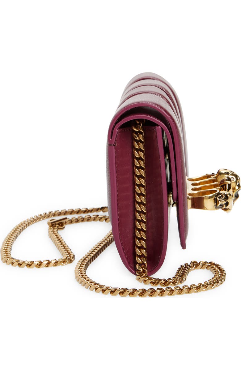 McQueen Slash Cutout Knuckle Leather Clutch, Alternate, color,