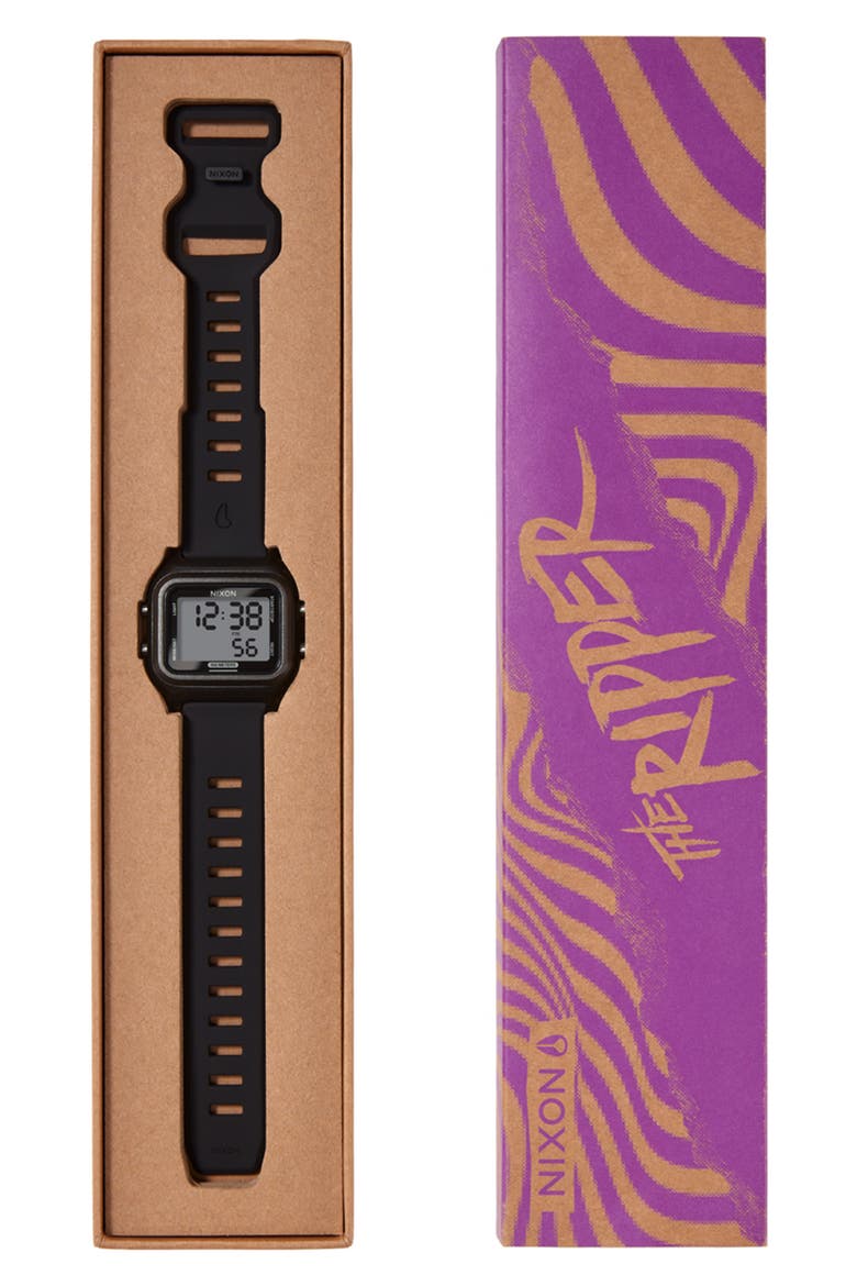 The Ripper Silicone Strap Digital Watch, 36.5mm, Alternate, color, BLACK / BLACK