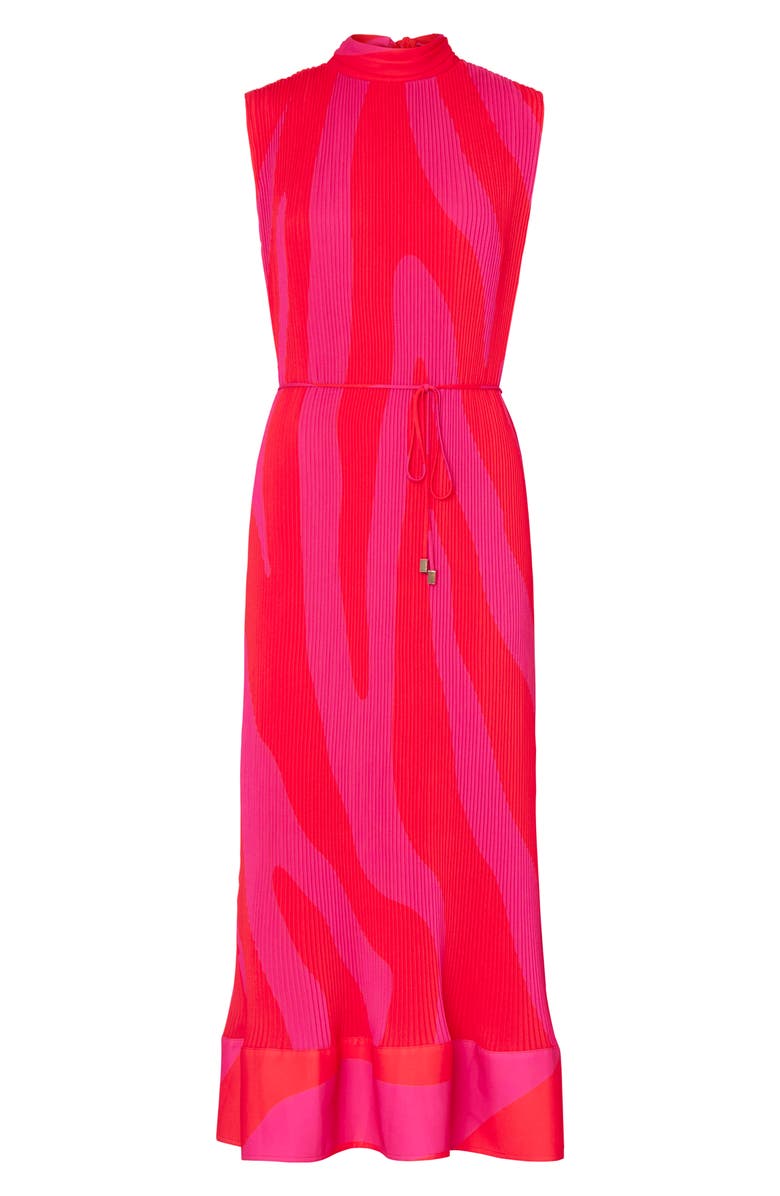 Milly Melina Tiered Zebra Stripe Plissé Midi Dress, Alternate, color, 