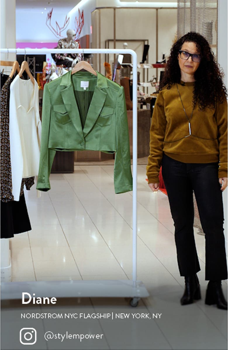 Single Breasted Crop Satin Blazer, sales video thumbnail