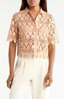 Lace Button-Up Shirt