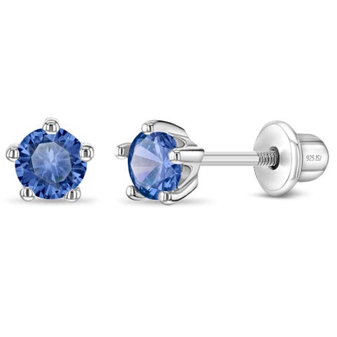 Classic Cubic Zirconia Birthstone Solitaire Earrings